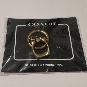 ✨ COACH Signature Horse & Carriage Phone Ring – Gold Tone – NWT ($30 Retail) ✨